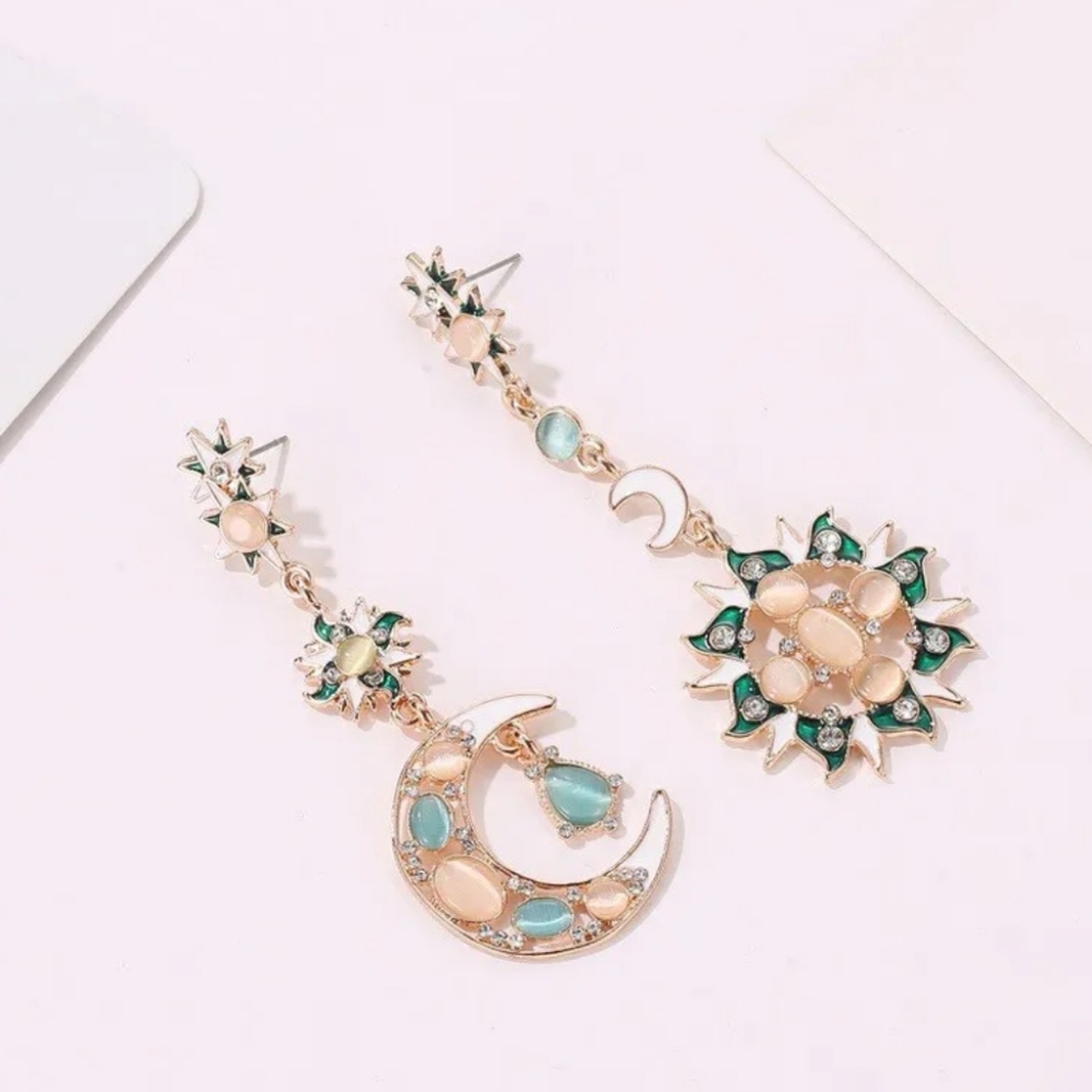 Betsey Johnson sun & moon gem earrings